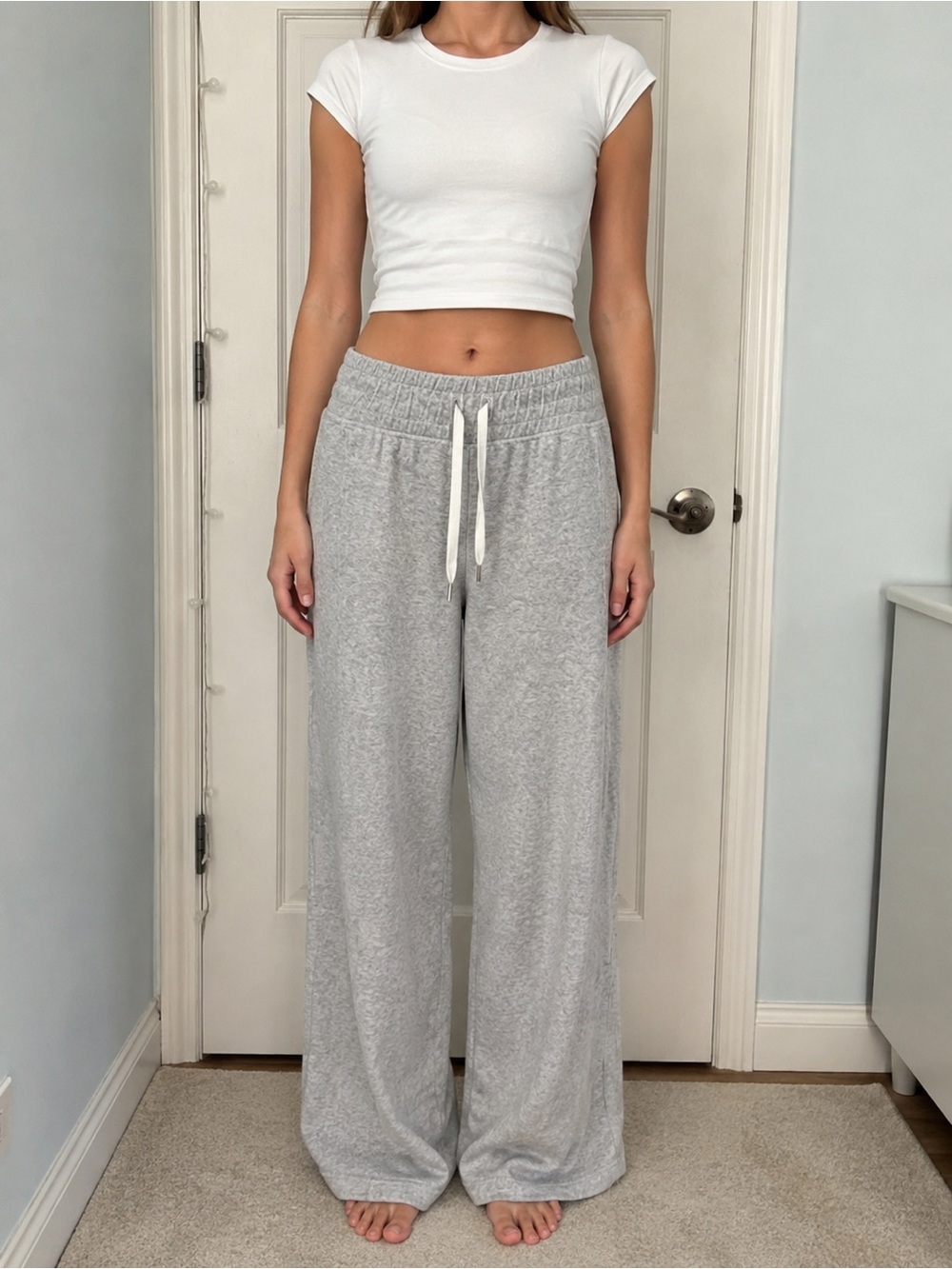 lululemon athletica Light Gray Wide-Leg Drawstring Track Lounge Pants